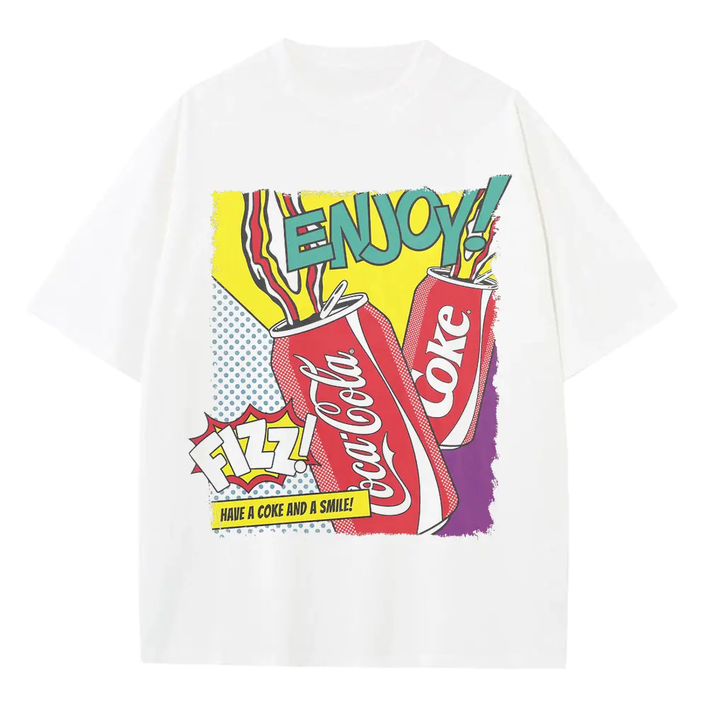 Pop Art Refreshment Heavyweight Oversized White Graphic Tee