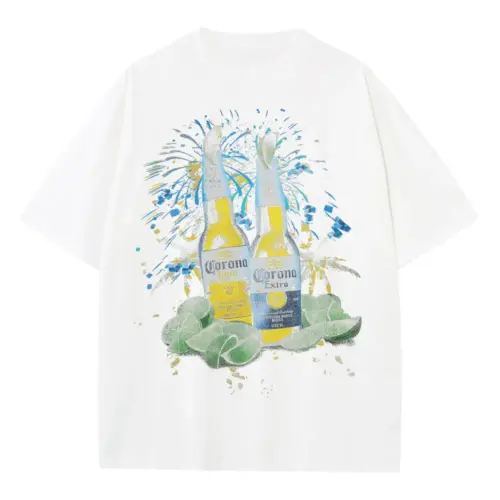 Twin Coronas On Ice Heavyweight Oversized White Graphic Tee