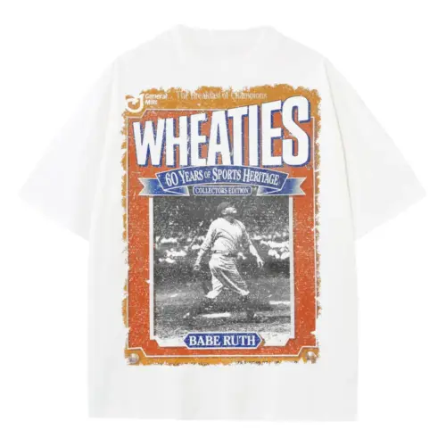 Babe Ruth Wheaties Box Heavyweight Oversized White Graphic Tee
