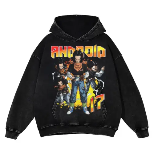 Cell Saga Androids Acid Wash Oversized Hoodie
