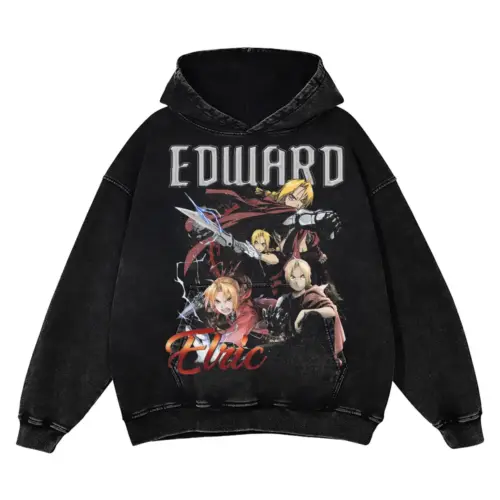 Fullmetal Alchemist Edward Acid Wash Oversized Hoodie