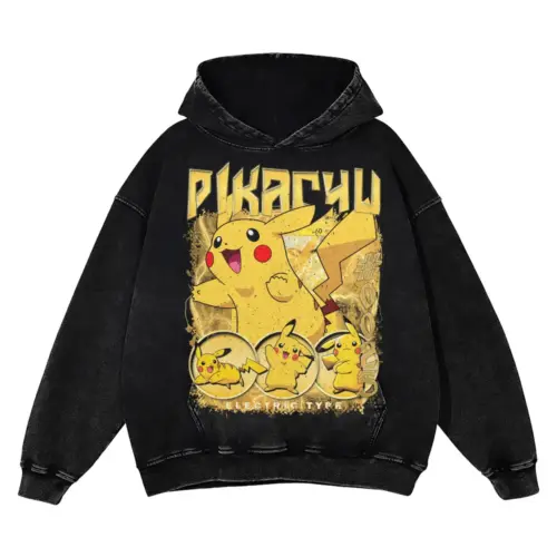 I Choose You Pikachu Acid Wash Oversized Hoodie