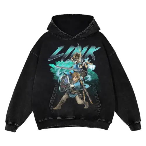 Hero Of Hyrule Acid Wash Oversized Hoodie