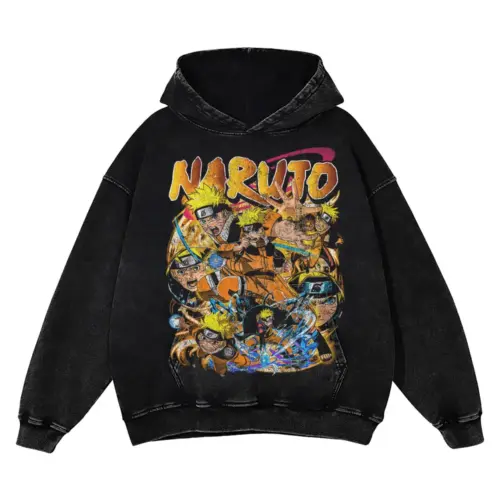 Ninja Academy Days Acid Wash Oversized Hoodie