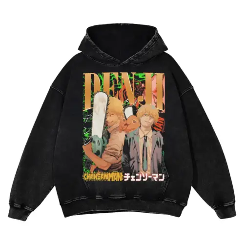 The Chainsaw Man Acid Wash Oversized Hoodie