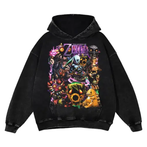 The Black Swordsman Rage Acid Wash Oversized Hoodie