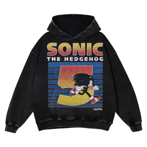 Sonic Retro Run Acid Wash Oversized Hoodie
