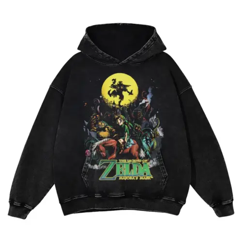 Zelda Majora's Night Acid Wash Oversized Hoodie