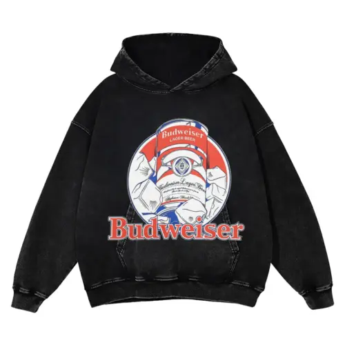 Anheuser Busch Eagle Crest Acid Wash Oversized Hoodie