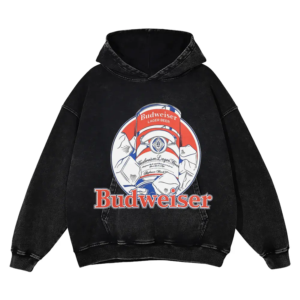 Anheuser Busch Eagle Crest Acid Wash Oversized Hoodie