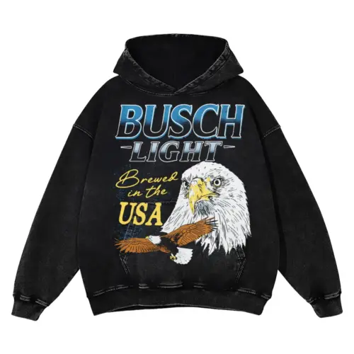Brewed In The USA Eagle Acid Wash Oversized Hoodie