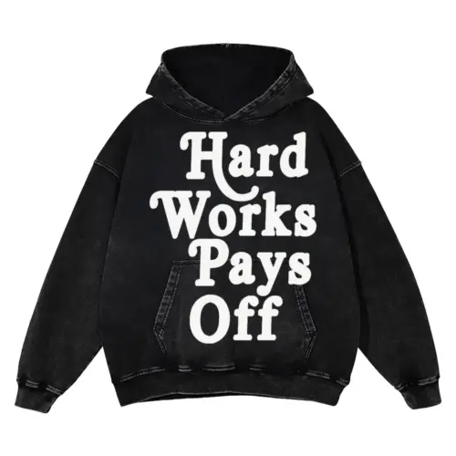 Hard Work Pays Off Acid Wash Oversized Hoodie