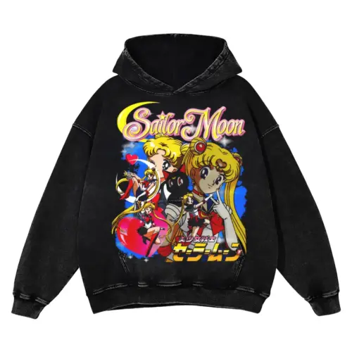 Moon Prism Power Acid Wash Oversized Hoodie