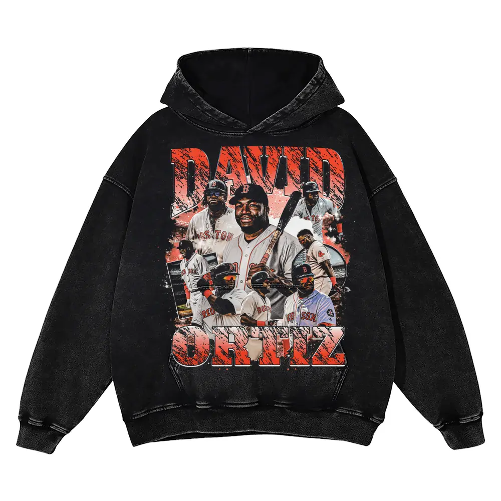 Big Papi Boston Legend Acid Wash Oversized Hoodie