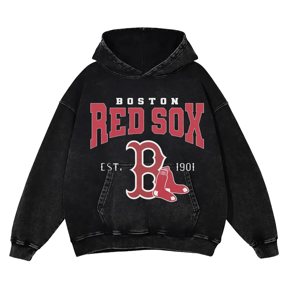 Boston Red Sox Since 1901 Acid Wash Oversized Hoodie