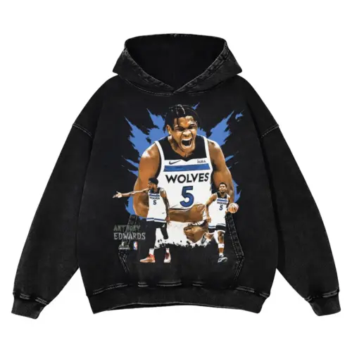 Anthony Edwards Timberwolves Franchise Star Acid Wash Oversized Hoodie