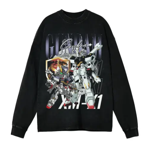 Angel Of The Battlefield Acid Wash Oversized Long Sleeve Shirt