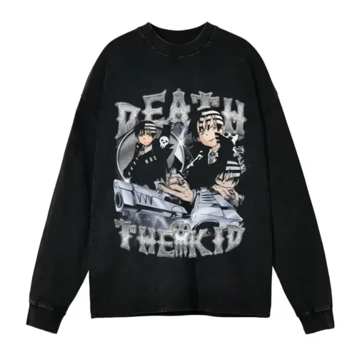 Fearful Symmetry Acid Wash Oversized Long Sleeve Shirt