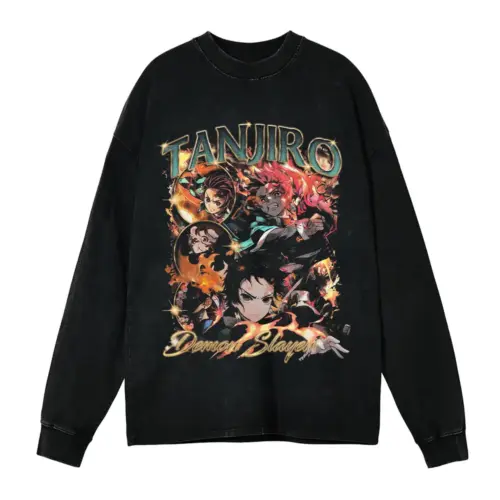 Breath Of The Sun Slayer Acid Wash Oversized Long Sleeve Shirt