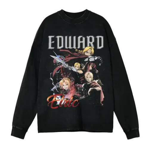 Fullmetal Alchemist Edward Acid Wash Oversized Long Sleeve Shirt