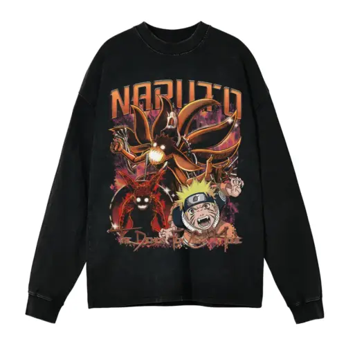 Tailed Beast Tamer Acid Wash Oversized Long Sleeve Shirt