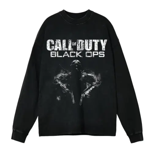 Call Of Duty Black Ops Acid Wash Oversized Long Sleeve Shirt