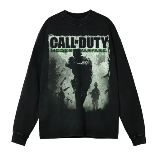 Call Of Duty Modern Warfare Acid Wash Oversized Long Sleeve Shirt