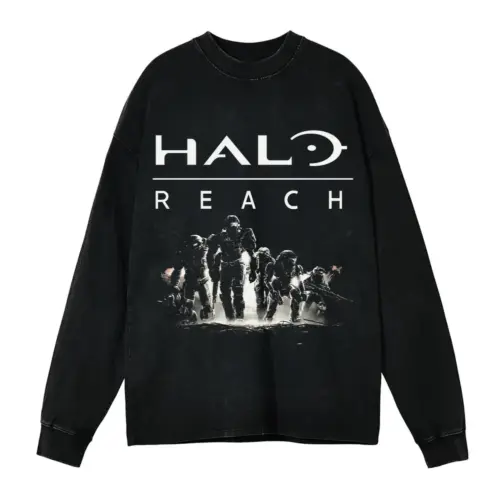 Halo Reach Remembered Acid Wash Oversized Long Sleeve Shirt