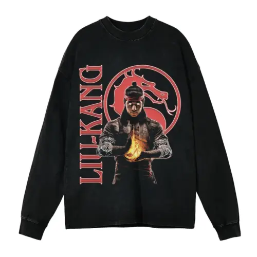 Liu Kang The Champion Acid Wash Oversized Long Sleeve Shirt