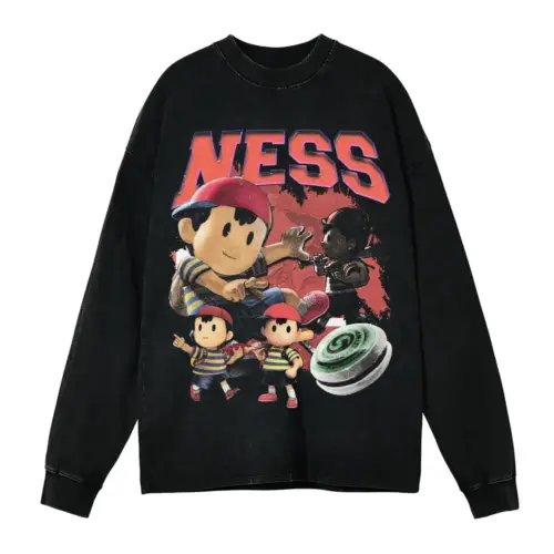 Ness And Friends Acid Wash Oversized Long Sleeve Shirt