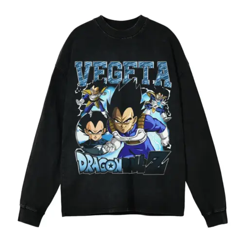 Vegeta DBZ Legacy Acid Wash Oversized Long Sleeve Shirt