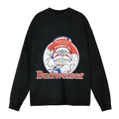 Anheuser Busch Eagle Crest Acid Wash Oversized Long Sleeve Shirt