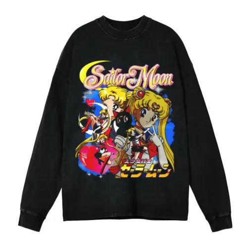 Moon Prism Power Acid Wash Oversized Long Sleeve Shirt