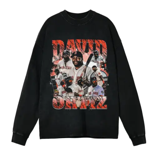 Big Papi Boston Legend Acid Wash Oversized Long Sleeve Shirt