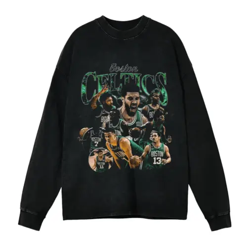 Boston Celtics Tatum And Brown Era Acid Wash Oversized Long Sleeve Shirt