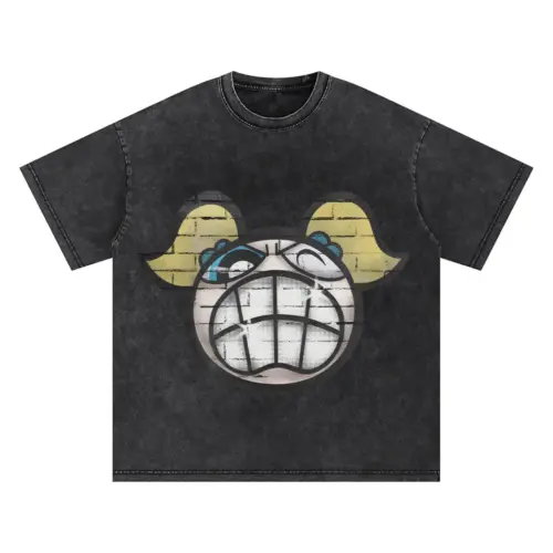 Belligerent Unibrow Oversized Acid Wash T-shirt