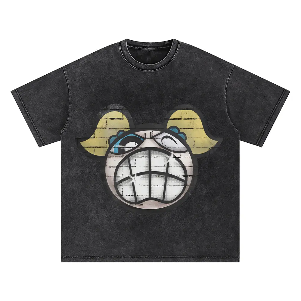 Belligerent Unibrow Oversized Acid Wash T-shirt