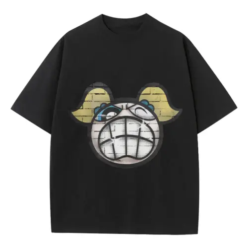Belligerent Unibrow Heavyweight Oversized Black Graphic Tee