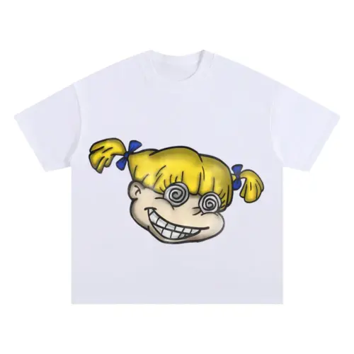 Cynical Curls Oversized White Graphic Tee