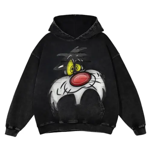 Sufferin Succotash Acid Wash Oversized Hoodie