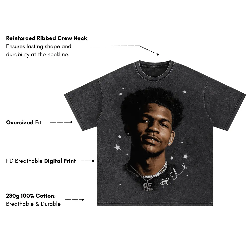 Anthony Edwards 'Dot Matrix' Oversized Acid Wash T-shirt - Image 4