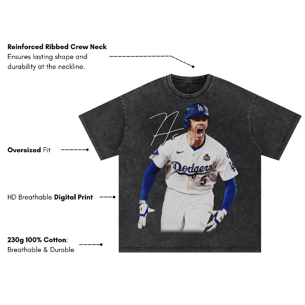 Freddie Freeman 'Dodgers' Oversized Acid Wash T-shirt - Image 4