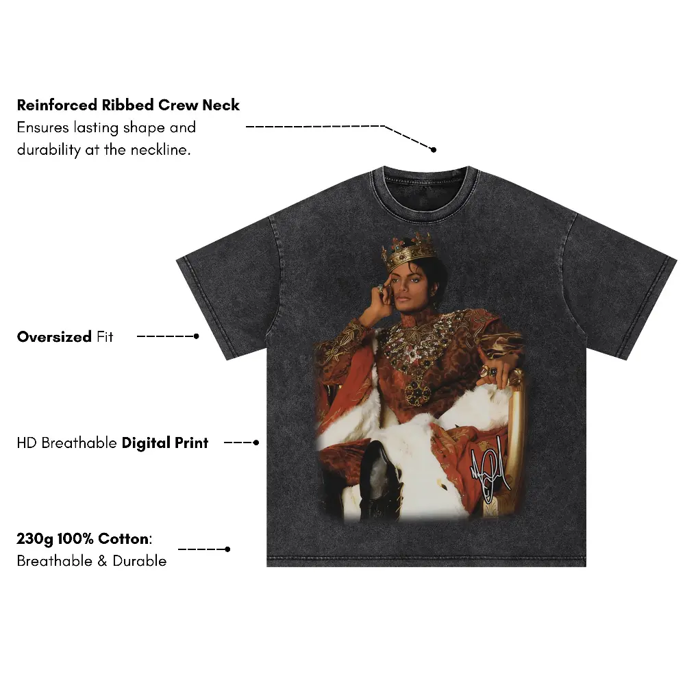 Michael Jackson 'Royal' Oversized Acid Wash T-shirt - Image 4