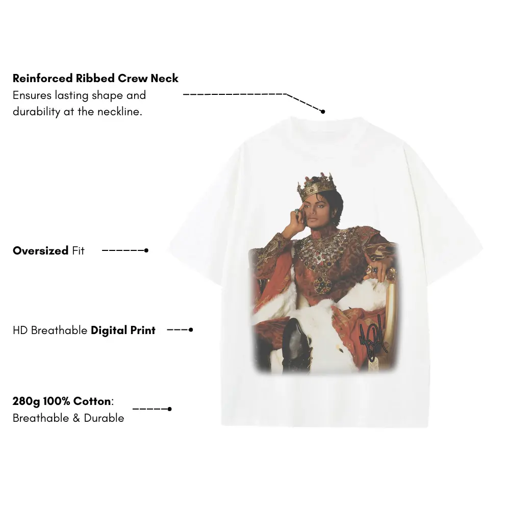 Michael Jackson 'Royal' Heavyweight Oversized White Graphic Tee - Image 4