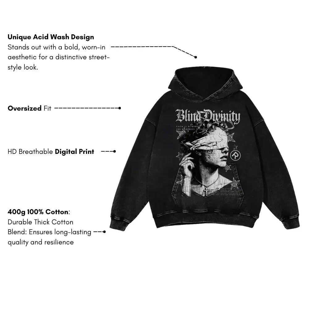 Blind Divinity Acid Wash Oversized Hoodie - Image 4