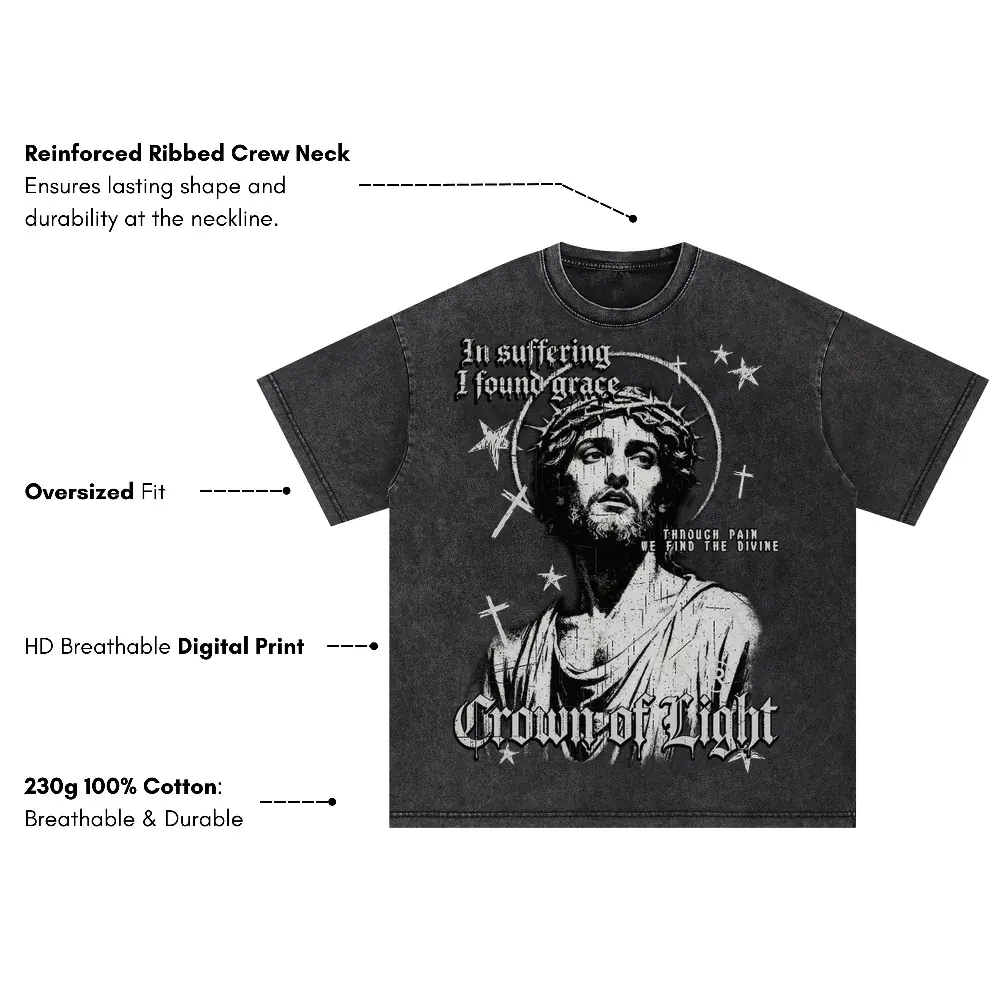 Crown Of Light Oversized Acid Wash T-shirt - Image 4