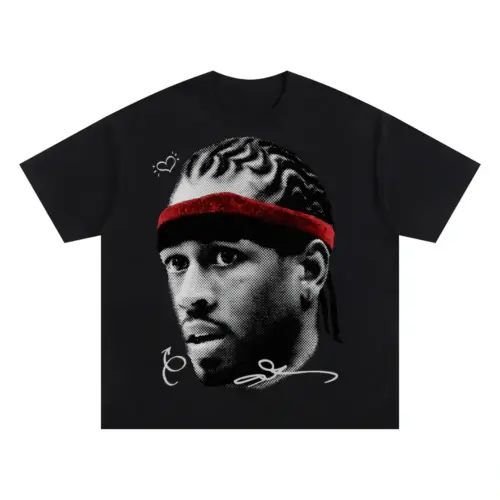 Allen Iverson 'Headband' Oversized Black Graphic Tee