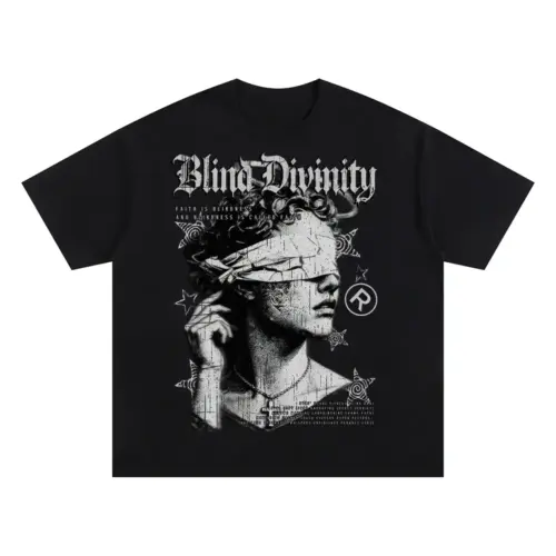 Blind Divinity Oversized Black Graphic Tee