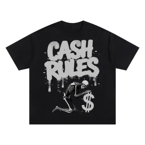 Cash Rules Oversized Black Graphic Tee