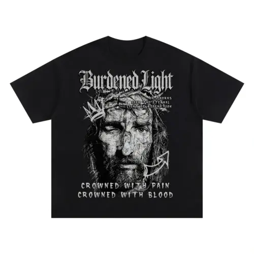 Burdened Light Oversized Black Graphic Tee